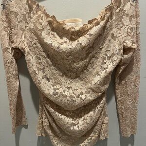 Boston Proper Lace Blouse in Cream
